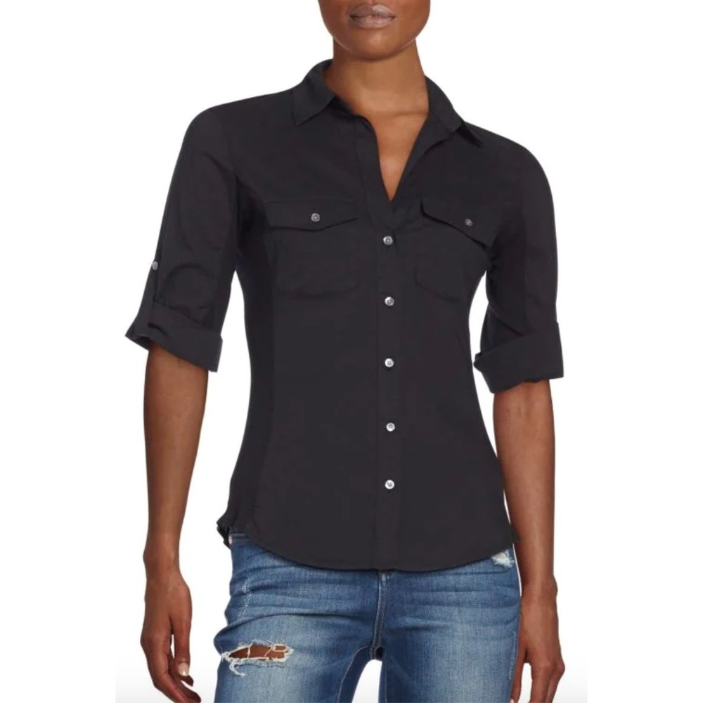 Standard James Perse Black Ribbed Side Panel Shirt Size 3 USA made